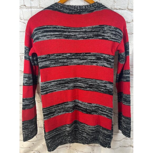 Derek Heart Sweater Sz S Fuzzy Penquin Holiday Jingle Bells Cozycore - Picture 5 of 7